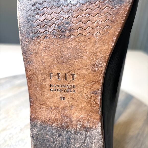 Feit Handmade Maroon Red Leather Slip-On Loafers Minimalist Women's Size 9 US - Picture 8 of 9